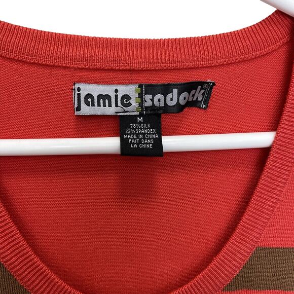 Jamie Sadock | Coral Orange & Brown Colorblock Ribbed Sleeveless Top Medium - Picture 3 of 5